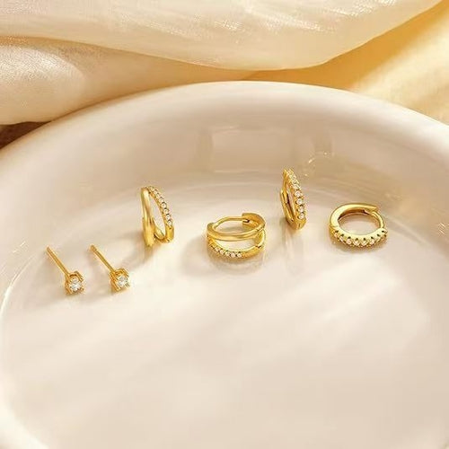 Conjunto de brincos femininos com zirconia
