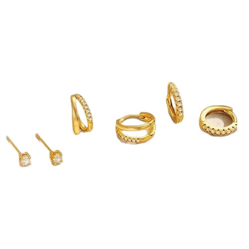 Conjunto de brincos femininos com zirconia