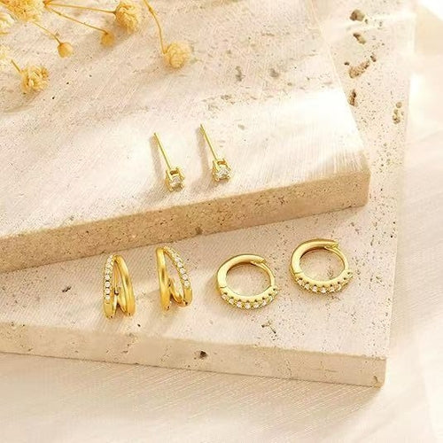 Conjunto de brincos femininos com zirconia