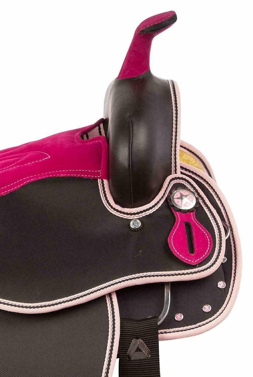 Purple Synthetic Western Barrel Racing Horse Saddle With Tack