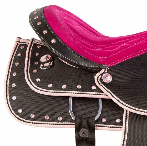 Purple Synthetic Western Barrel Racing Horse Saddle With Tack