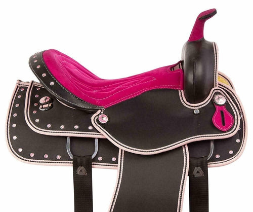 Purple Synthetic Western Barrel Racing Horse Saddle With Tack