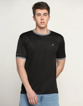Half Sleeve Polyester T-shirt for Men (SIZE-S) (Color-BLACK)